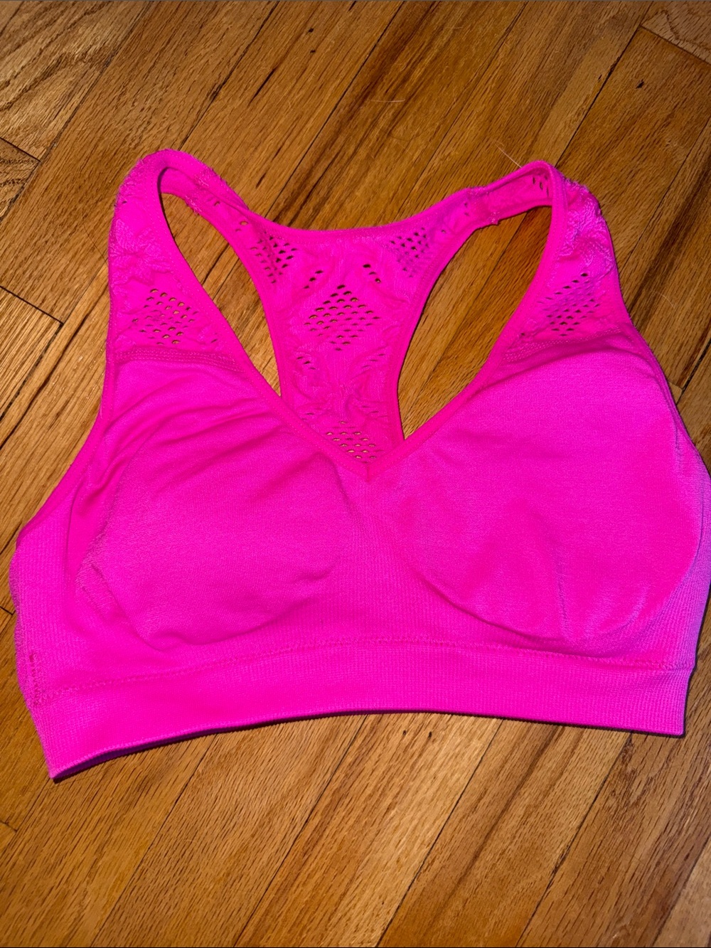 Racer back Sports Bra Hot Pink Lace